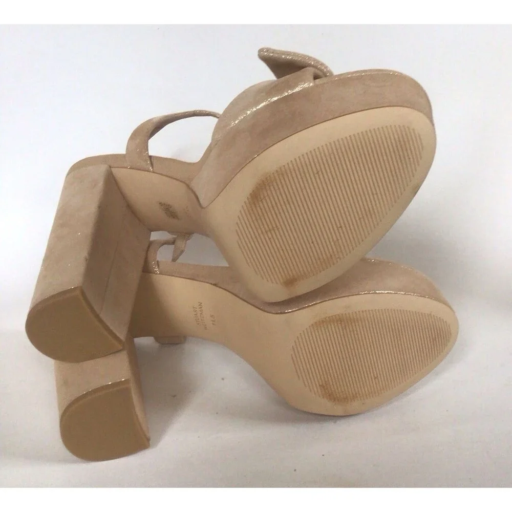 NEW STUART WEITZMAN Bandeau 130 Platform Sandal, Shimmering Gold (Size 11.5 B)